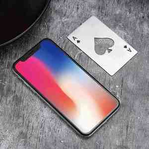 Abridor de Botellas Metálico Personalizado en Forma de Tarjeta de Crédito, de Acero Inoxidable Plateado, con Diseño de As de Espadas - Product Image 3