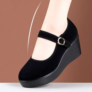 SPETER EVA <strong>Nursing</strong> Non-slip Adjustable Strap Platform <strong>Women's</strong> Black Velvet Wedge Mary Jane <strong>Shoes</strong> Casual <strong>Shoes</strong> - Product Image 3