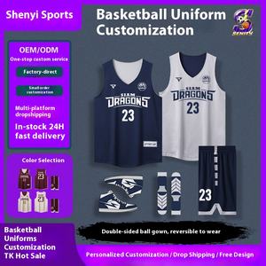 Maillot de basket-ball double face sur mesure pour hommes et femmes Nouvel uniforme d'équipe d'entraînement de style américain pour les achats de groupes de compétition - Product Image 5