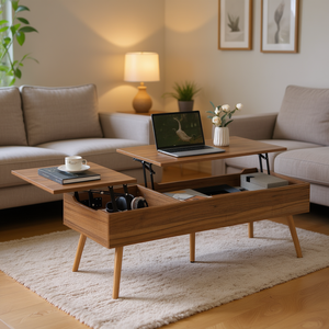 Mesa de centro con tapa elevable de 47 pulgadas, muebles de almacenamiento de diseño rústico de madera para sala de estar - Product Image 2