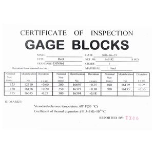 मीट्रिक सिस्टम आयताकार गेज ब्लॉक सेट ब्लॉक गेज 0 ग्रेड / 1 ग्रेड 125-500 मिमी 8 पीसी / सेट - Product Image 2