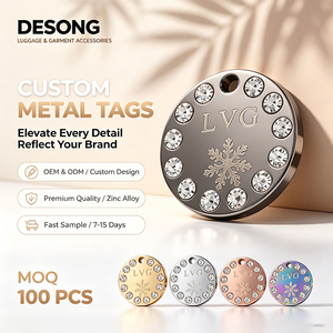 Custom Metal Clothing <b>Tags</b> 3D Embossed Logo Label Debossed Rectangle Oval Heart Letter Pendant for Bags Shoes Garment - Product Image 1