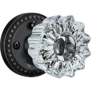 Calzibeno Glass <b>Door</b> <b>Knob</b> Matte <b>Black</b> Crystal Zinc Traditional Interior With Lock For Privacy Use - Product Image 1