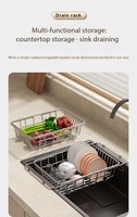 Égouttoir de lavabo multifonctionnel en acier inoxydable pour bols et assiettes, avec fonction de filtration d'eau et rangement pour vaisselle