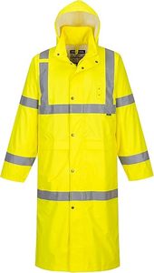 चिंतनशील पट्टियों के साथ घुटने की वर्षा पर पुलिस रेन कोट काम कर रही बारिश - Product Image 2