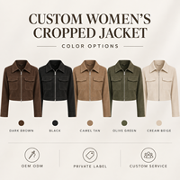 Veste courte ajustée en PU jacquard pour femme avec col chemise et fermeture éclair intégrale à manches longues, idéale pour les occasions décontractées