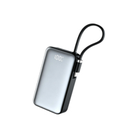 Batterie externe 10000mAh 22.5W avec câble USB-C rétractable, écran LED, chargeur portable, fabriqué en Chine