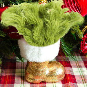 Grenzüberschreitende <span class=keywords><strong>Grinch</strong></span> Grün-gefiederte, lockige Weihnachtsbaumzweige im europäisch-amerikanischen Stil LMG17 – Weihnachtsvase aus China - Product Image 3