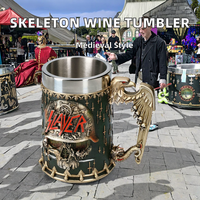 Jarra de Cerveza Personalizada Hecha a Mano con Diseño de Esqueleto Medieval, Regalo Empresarial MBA03, Gran Capacidad, Acero Inoxidable