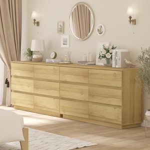 Commode à 12 tiroirs, ensemble de commodes basses pour chambre à coucher, commode moderne minimaliste, unité de rangement double - Product Image 1