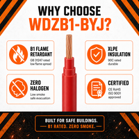 WDZB1-BYJ LSZH XLPE Kabel 450/750V Massivkupfer 90C Halogenfrei Flammhemmendes Kabel für Gebäudeverkabelung