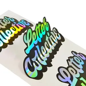 Wasserdichter holografischer Vinyl-Aufkleber Druck kundenspezifisches Logo selbstklebendes Laser-Regenbogen-Dekorationsetikett Hologramm gestanzte Aufkleberpackung