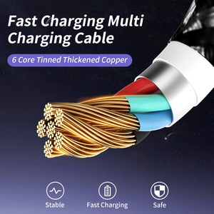 Câble USB C <span class=keywords><strong>6</strong></span> pieds 100W Nylon tressé USB-C <span class=keywords><strong>cordon</strong></span> de <span class=keywords><strong>chargeur</strong></span> multiple avec port Micro et IP de type C pour câble de charge <span class=keywords><strong>iPhone</strong></span> 16/15 - Product Image 6
