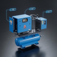 Compresseur d'air à vis intégré 4-en-1 de 7,5 kW, 11 kW, 15 kW, 22 kW, refroidi par air, stationnaire, pour découpe laser, CNC, automobile