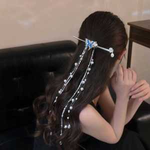 กิ๊บติดผมจีนแบบใหม่พร้อมพู่ห้อยยาวสำหรับผู้หญิง ทรงผมหางม้า ทรงผมชิญอง สีเงิน กิ๊บติดผมแบบเชองซำ ของตกแต่งผมแบบคลาสสิก - Product Image 1