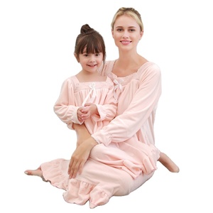 Boutique Lace Princess <strong>Long</strong> <strong>Sleeve</strong> Mum and Girl Matching <strong>Night</strong> Modal Women Lounge Wear square Neck <strong>Long</strong> <strong>Night</strong> Gown <strong>Dress</strong> - Product Image 1