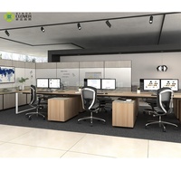 Meubles de bureau en bois, poste de travail pour 6 personnes, bureau de bureau moderne avec armoire