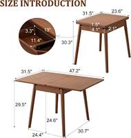 Table à manger extensible en bois massif, réglable, moderne, pour 2 à 6 personnes, design gain de place, idéale pour les petits espaces