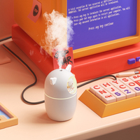 Mini Humidificateur d'Air USB en Forme de Chat de Dessin Animé 3D 300ml, Diffuseur d'Huiles Essentielles Portable pour Voiture avec Lumière LED pour Aromathérapie Extérieure