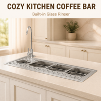 Lave-tasses et rinçoir à verres portable de comptoir en acier inoxydable 304, haute pression, automatique, pour bar à café et évier de cuisine, avec fonction de rinçage rapide pour carafes