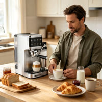 Cafetera Espresso Anbolife de 20 Bares con Tanque de Leche, Panel Táctil a Color, Control de Temperatura PID, Cafetera de Infusión en Frío para el Hogar, OEM, ODM