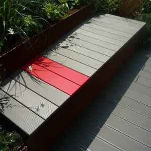 柚木实心经典凹槽复合木塑木地板阳台花园外部高品质铺面