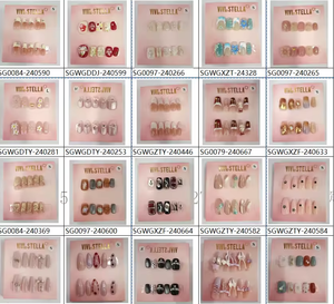 Ongles à presser de luxe double couche, 30 pièces, personnalisables, couvrance totale, estampage or, <span class=keywords><strong>en</strong></span> plastique, effet œil de chat, formes/longueurs multiples - Product Image 3