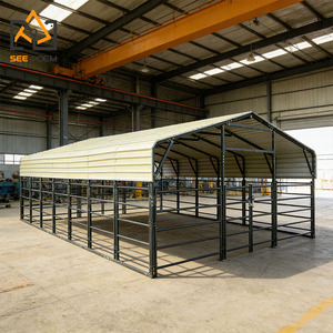 Moderne 6x6m buitenren voor veehouderij, stalen frame, buitenpaardenstallen met metalen dak voor boerderijvee, schapen - Product Image 5