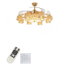 Crystal <b>Ceiling</b> Fan with <b>Light</b> and <b>Remote</b> Modern Dimmable Fandelier Invisible Retractable Chandelier Fan for Bedroom Living Room - Product Image 6
