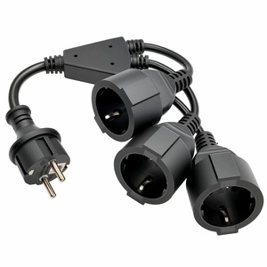 Cable divisor de energía de 3 vías con enchufe europeo, cable de extensión de 45cm para ordenador, material de PVC, uso conveniente - Product Image 3