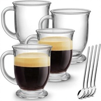 Ensemble de 4 tasses à café en verre rotatives Mfacoy, 15 oz, transparentes, pour boissons chaudes, thé, cappuccino, expresso et jus