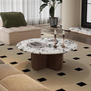 Marble Coffee <b>Table</b> <b>Round</b> Modern Design Living Room Furniture Minimalist Style Home Decor <b>Small</b> Apartment Use - Product Image 1