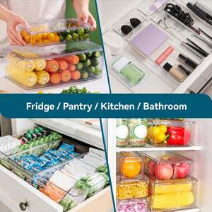 กล่องเก็บอาหารแบบวางซ้อนกันได้สำหรับตู้เย็น14ชิ้นไม่มีสาร BPA สำหรับใช้ในครัวเรือน - Product Image 4