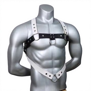 Заводская цена, сексуальные кожаные ремни для связывания, удерживающие ремни для тела для мужчин, черный и белый плечевой ремень, соединенные ремни - Product Image 1