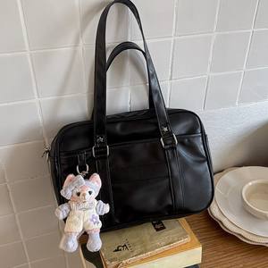 Japanese Style <b>Schoolgirl</b> Tote Bag Black Large Capacity Water Resistant Crossbody Bag For Everyday Use Spring 2025 - Product Image 2