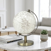 Mini globe terrestre blanc 10,6 cm, globe en papier avec support métallique, décoration de bureau vintage, globe terrestre pour le bureau, la maison, cadeau