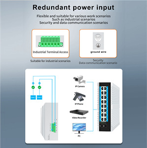 <span class=keywords><strong>16</strong></span>-poorts Gigabit industriële netwerkswitch, <span class=keywords><strong>2</strong></span> SFP-slots, RJ45-consolepoort, SNMP, QoS, VLAN-functies, 32 Gbps capaciteit, 24V industrieel - Product Image 3