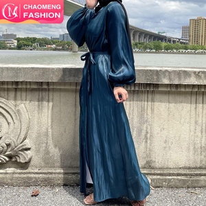 1926 #   Abaya musulmane en soie brillante à manches lanternes, abaya ouverte, vêtements islamiques, nouveau design, mode abaya, vêtements pour femmes - Product Image 1