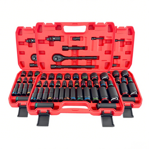 41Pcs Black High Carbon Steel Color Circle Impact Socket Set 1/2" <b>Drive</b> Heavy Duty with <b>Hard</b> for Car - Product Image 2
