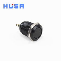 Interrupteur à bouton-poussoir métallique HUSA à oxydation noire, à verrouillage momentané, IP65, 250V, 1NO, 12 volts, 12 mm, LED pour modification automobile, ordinateur