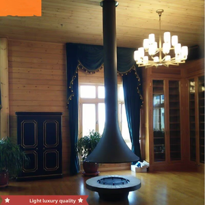 Chimenea Colgante de Lujo de Acero para <span class=keywords><strong>Fuego</strong></span> Real, Estufa Decorativa de Leña Personalizada Tipo OVNI para Interiores, Ideal para Villas y Casas de Huéspedes - Product Image 5