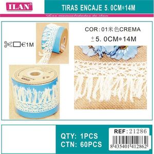 Strisce di pizzo Ilan 5,0 cm x 14 m colore crema per artigianato e decorazioni - Product Image 3