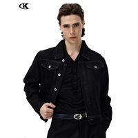 Veste en jean noir YOFA pour homme, coupe oversize, délavage vintage, manches longues, boutonnée, décontractée, OEM ODM