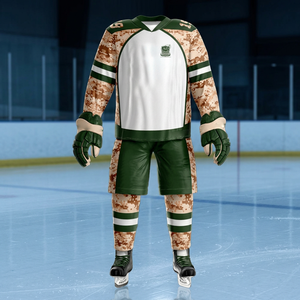 Ensemble de maillots de hockey sur glace vert sans manches, col en V, imprimé par transfert thermique, nom d'équipe personnalisé, séchage rapide, polyester de haute qualité, adulte - Product Image 3