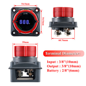 80V 300A Heavy Duty Bạc mạ đồng Pin chuyển đổi ngắt kết nối isolator với điện áp hiển thị cho ô tô RV xe - Product Image 2