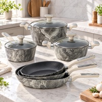 Ensemble de casseroles et poêles antiadhésives pour cuisson au gaz et à induction, en aluminium forgé, personnalisable OEM/ODM pour importateurs