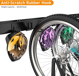 Support de rangement <span class=keywords><strong>pour</strong></span> vélos, 6 supports <span class=keywords><strong>pour</strong></span> vélos et 5 crochets <span class=keywords><strong>pour</strong></span> garage, support mural vertical <span class=keywords><strong>pour</strong></span> vélos <span class=keywords><strong>pour</strong></span> économiser de l'espace à la maison, 64 pouces - Product Image 4