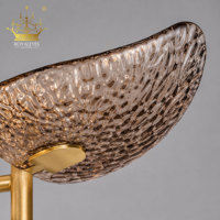 Lustre en verre texturé de luxe moderne, luminaire suspendu artistique doré pour hôtel, villa, restaurant