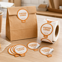 Autocollants d'étanchéité personnalisés en papier kraft, logo de boulangerie imprimé, étiquettes de fermeture pour sacs à emporter, emballage alimentaire de détail