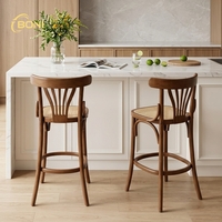 Chaise de bar pivotante créative de style industriel américain rétro, en bois courbé de noyer, chaise haute de bar, chaise pivotante pour comptoir
